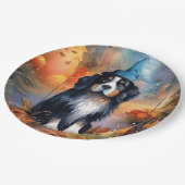 Halloween Bernese Mountain met pompoenen Scary Papieren Bordje (Gekanteld)