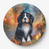 Halloween Bernese Mountain met pompoenen Scary Papieren Bordje (Voorkant)