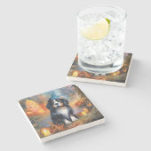 Halloween Bernese Mountain met pompoenen Scary Stenen Onderzetter (Zijkant)