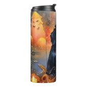 Halloween Bernese Mountain met pompoenen Scary Thermosbeker (Gedraaid links)