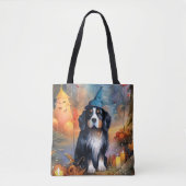 Halloween Bernese Mountain met pompoenen Scary Tote Bag (Voorkant)