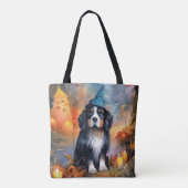 Halloween Bernese Mountain met pompoenen Scary Tote Bag (Achterkant)