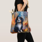 Halloween Bernese Mountain met pompoenen Scary Tote Bag (Dichtbij)