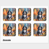 Halloween Bernese Mountain met pompoenen Scary Vierkante Sticker (Vel)