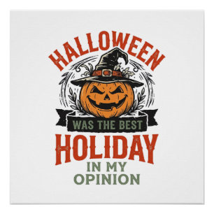 Halloween Beste Feestdag Vintage Pompoen Shirt Ont Perfect Poster