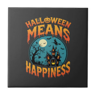 Halloween Betekent Geluk Geest Huis Vector Tegeltje