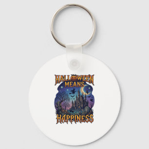 Halloween Betekent Geluk Geheime Kasteel Heks Koe Sleutelhanger