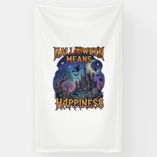 Halloween Betekent Geluk Geheime Kasteel Heks Koe Spandoek