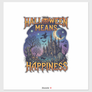 Halloween Betekent Geluk Geheime Kasteel Heks Koe Sticker