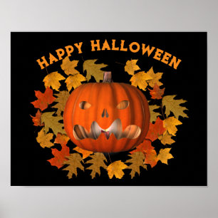 Halloween betekent Jack O Lantern en Fall Leaves Poster