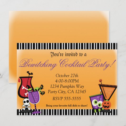 Halloween betoverende cocktail party uitnodiging (Voorkant / Achterkant)
