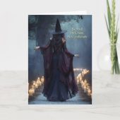 Halloween betoverende heks met kaarsen kaart (Voorkant)