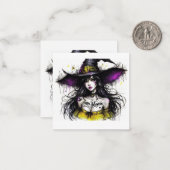 Halloween betoverender met 'Happy Halloween'  Notitiekaartje (Voorkant / Achterkant in situ)