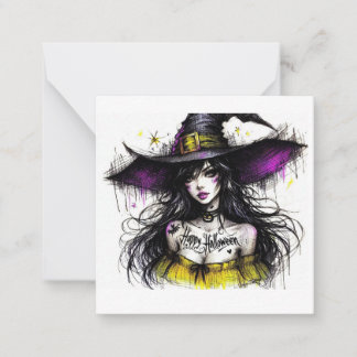 Halloween betoverender met 'Happy Halloween' Notitiekaartje