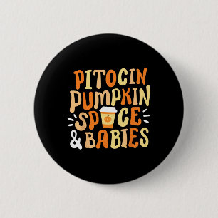 Halloween Bevalling En Bevalling Landd Verpleegste Ronde Button 5,7 Cm
