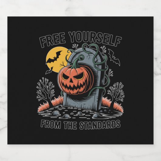 Halloween bevrijd jezelf van de normen.jpg sparkling wijnetiket (Enkel label)
