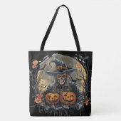 Halloween, Bewaker van de Pompoenen, Schedel Pompo Tote Bag (Voorkant)