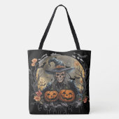 Halloween, Bewaker van de Pompoenen, Schedel Pompo Tote Bag (Achterkant)