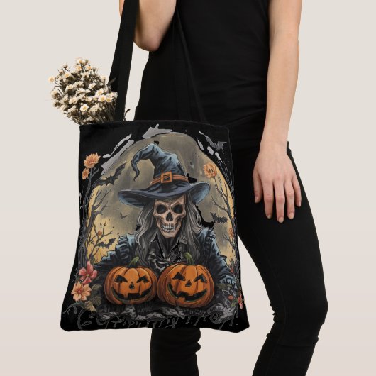 Halloween, Bewaker van de Pompoenen, Schedel Pompo Tote Bag (Dichtbij)