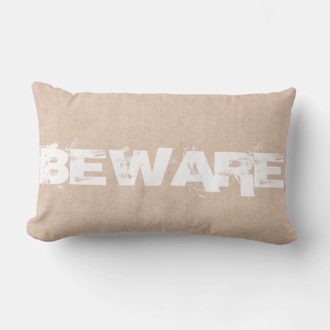 Halloween Beware Burlap Kussen (Voorkant)
