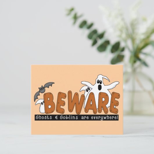 Halloween Beware T-shirts en cadeautjes Briefkaart (Staand voorkant)