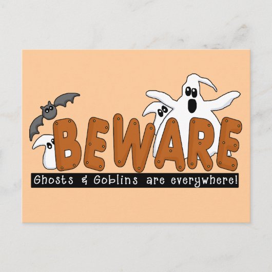 Halloween Beware T-shirts en cadeautjes Briefkaart (Voorkant)