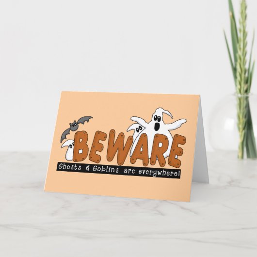 Halloween Beware T-shirts en cadeautjes Kaart (Voorkant)