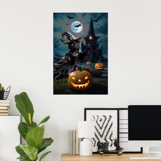 Halloween Bewitched Cat Poster (Thuiskantoor)
