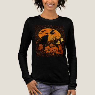 Halloween Bezem Vliegende Heks en Maan Tri-Blend Shirt