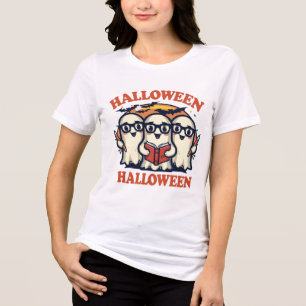 Halloween Bibliotheekkat Retro Vintage T-shirt