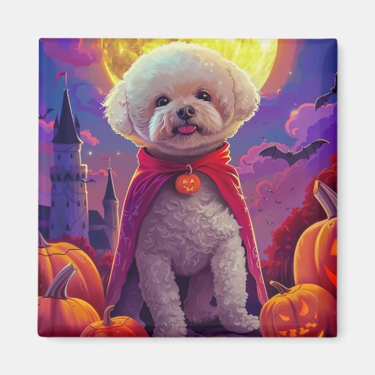 Halloween Bichon Frise Dog Pumpkins eng Magneet (Voorkant)