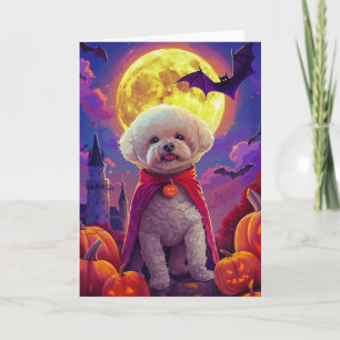 Halloween Bichon Frise Hond Pompoenen Griezelen  Kaart
