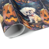 Halloween Bichon Frise met pompoenen eng Cadeaupapier (Rol Hoek)