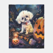 Halloween Bichon Frise met pompoenen eng Fleece Deken (Voorkant)