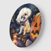 Halloween Bichon Frise met pompoenen eng Grote Klok (Hoek)