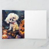 Halloween Bichon Frise Met Pompoenen Eng Kaart (Binnen)