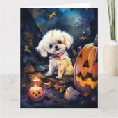 Halloween Bichon Frise Met Pompoenen Eng Kaart (Voorkant)