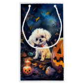Halloween Bichon Frise met pompoenen eng Klein Cadeauzakje (Achterkant)