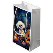 Halloween Bichon Frise met pompoenen eng Klein Cadeauzakje (Achterkant Gekanteld)