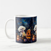 Halloween Bichon Frise met pompoenen eng Koffiemok (Links)