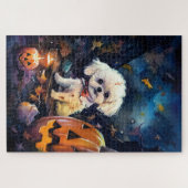 Halloween Bichon Frise met pompoenen eng Legpuzzel (Horizontaal)