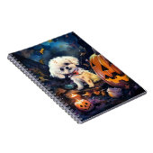 Halloween Bichon Frise met pompoenen eng Notitieboek (Rechterzijde)