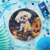 Halloween Bichon Frise met pompoenen eng Papieren Bordje (Feest)