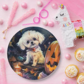 Halloween Bichon Frise met pompoenen eng Papieren Bordje (Feest)
