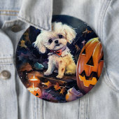 Halloween Bichon Frise met pompoenen eng Ronde Button 6,0 Cm (In situ)