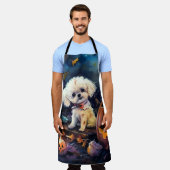 Halloween Bichon Frise met pompoenen eng Schort (Gedragen)