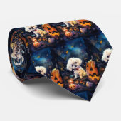 Halloween Bichon Frise met pompoenen eng Stropdas (Opgerold)
