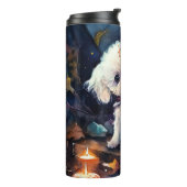 Halloween Bichon Frise met pompoenen eng Thermosbeker (Gedraaid links)