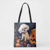 Halloween Bichon Frise met pompoenen eng Tote Bag (Voorkant)