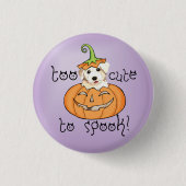 Halloween Bichon Ronde Button 3,2 Cm (Voorkant)
